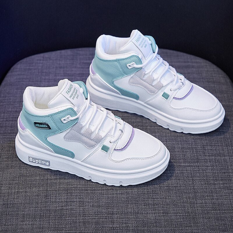 Women Fashion Sneakers Summer Sports Shoes Pu Leather White Shoes Outdoor Walking Jogging Shoes Female Trainers Flats Shoes