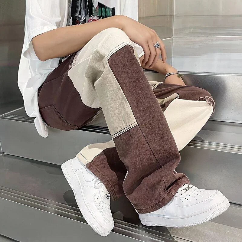 Brownm Patchwork Pants