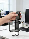 2 in 1 Clamp On Desk Cup Holder with Headphone Hanger Anti-Spill Table Cup Hook Easy To Install for Coffee Mups Water Bottles Headphones