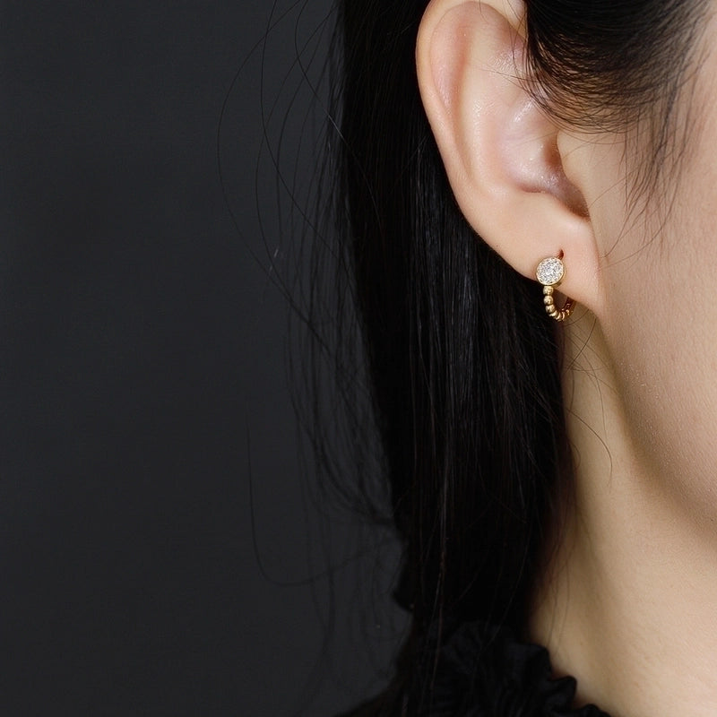 1 Pair 925 Sterling Silver Zircon Geometric Earrings