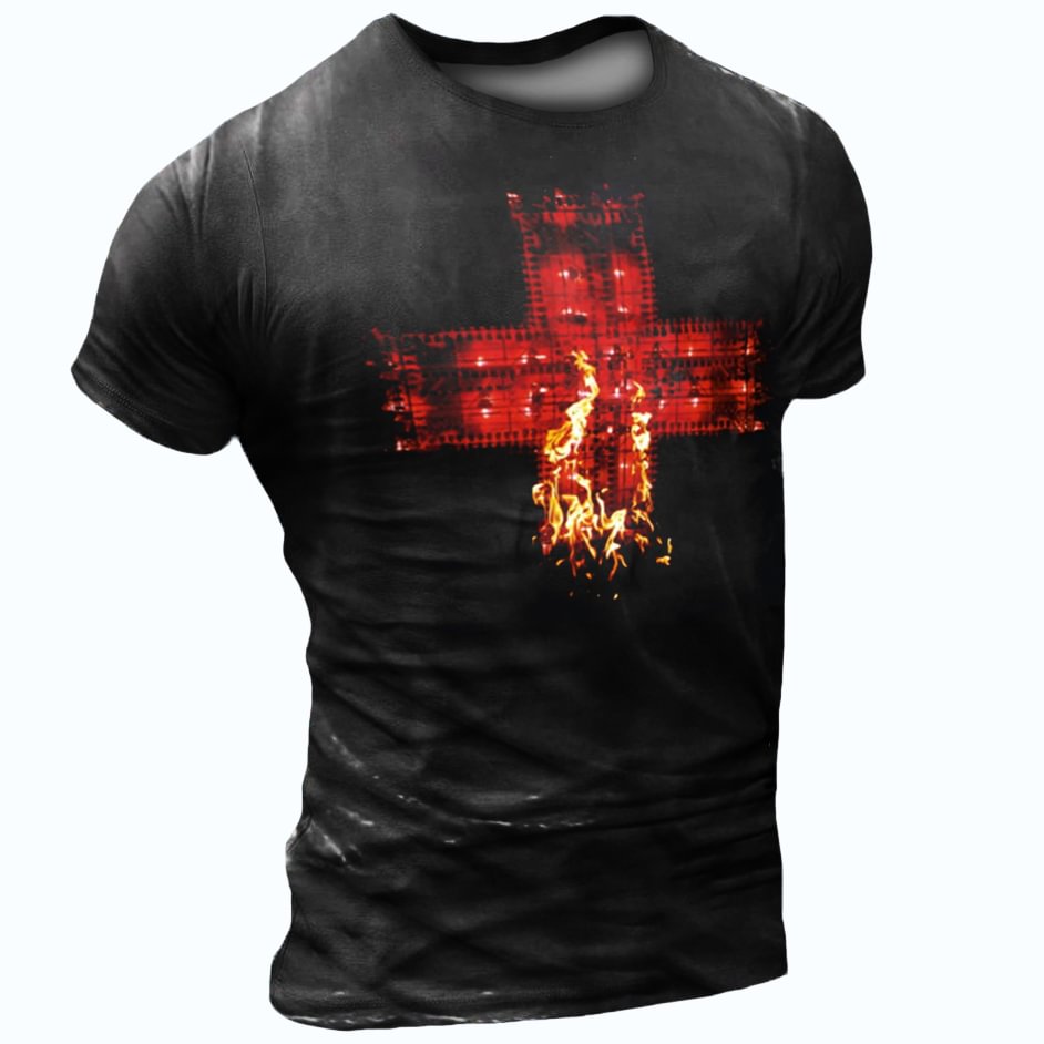 Men's Vintage Sheet Music Cross Short Sleeve T-Shirt-Compassnice®