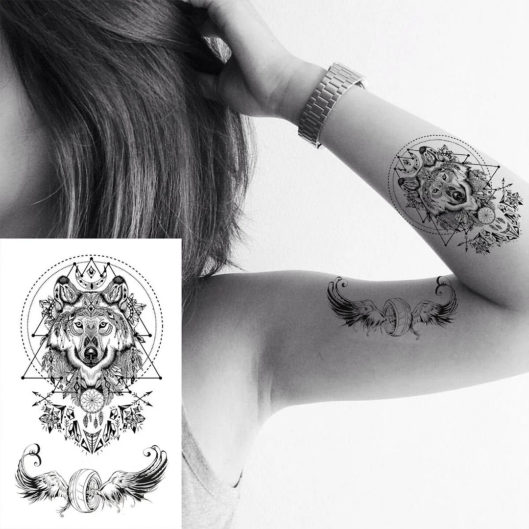 Black Round Totem Fashion Finger Temporary Tattoos For Women Men Universe Moon Realistic Fake Tattoo Waterproof Tatoos Sticker