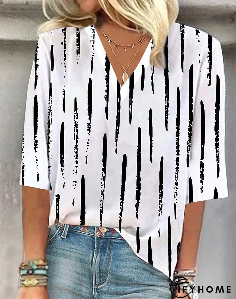 Casual Polka Dots Three Quarter Loose Top | IFYHOME