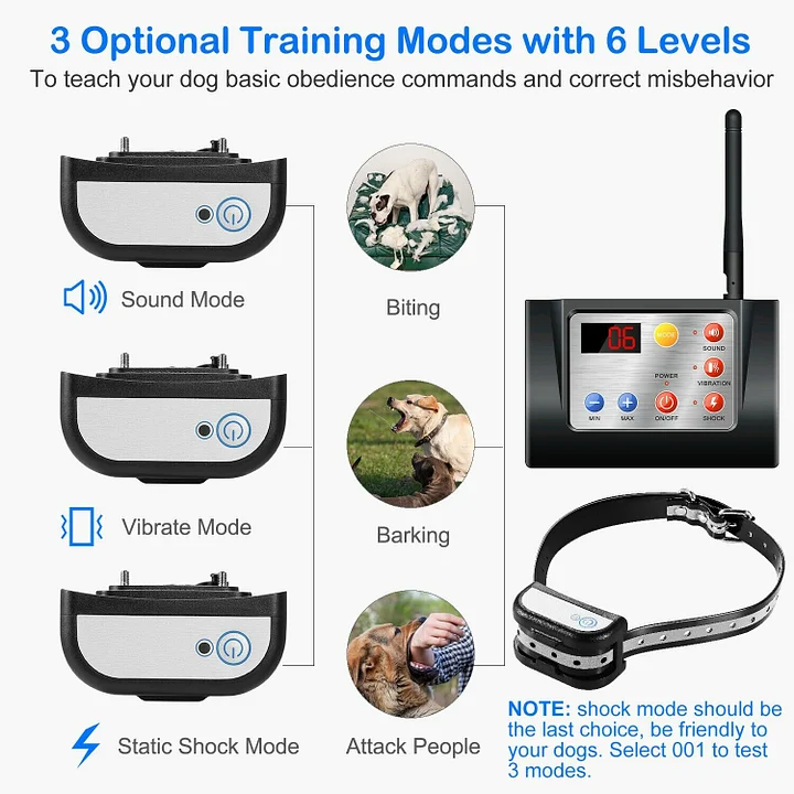 WIEZ Dog Fence Wireless & Training Collar Outdoor 2in1, Electric