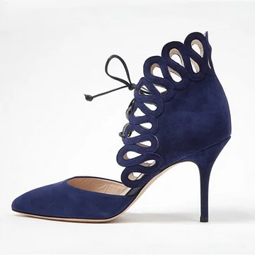 Navy lace best sale up pumps