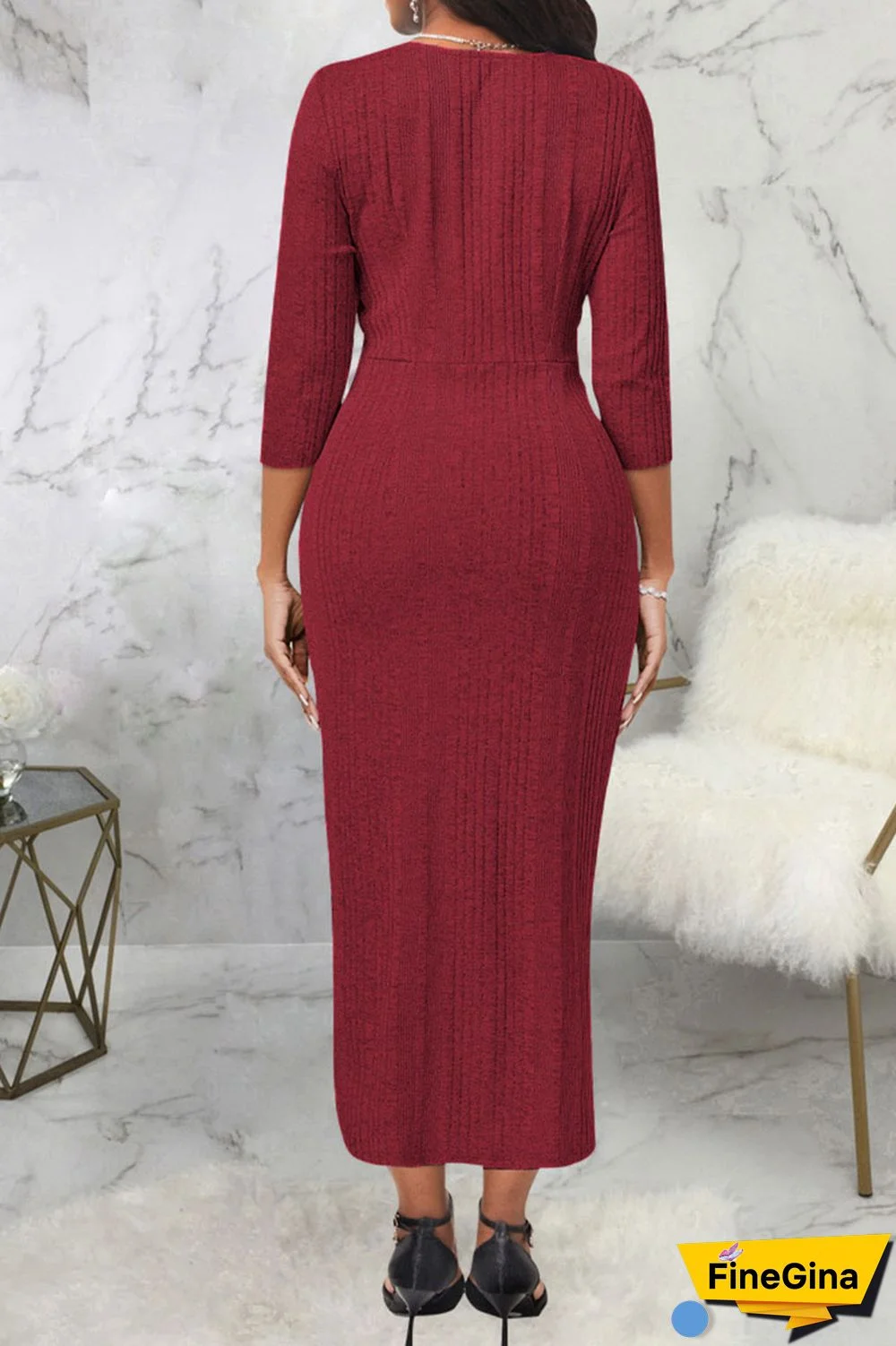 Grey Casual Solid Patchwork Asymmetrical O Neck Straight Dresses