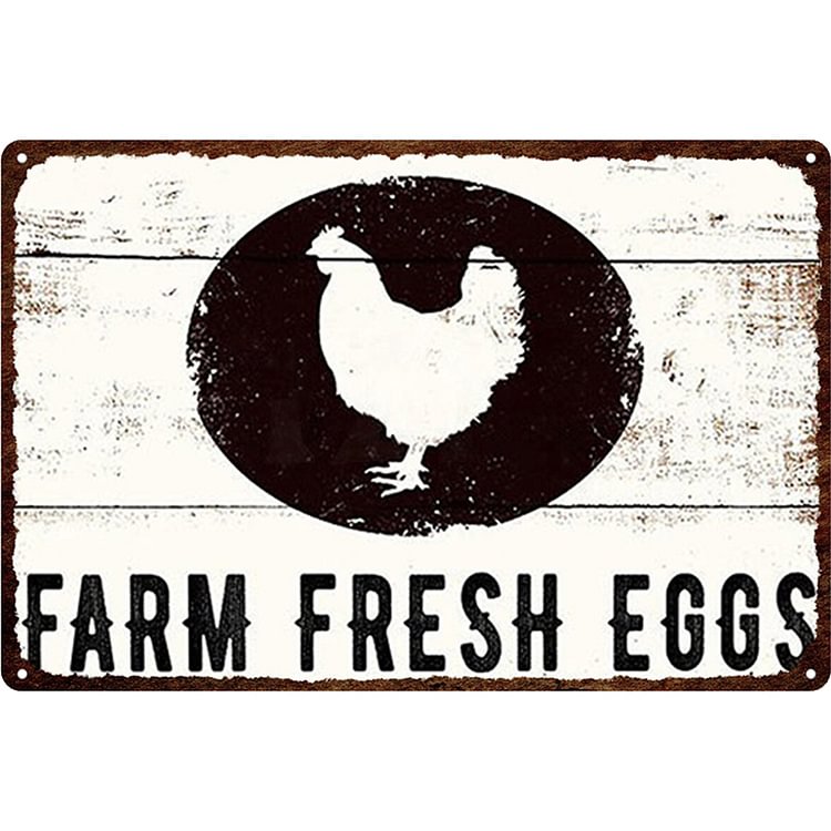 Farm Fresh Eggs Cat - Vintage Tin Signs/Wooden Signs - 7.9x11.8in & 11.8x15.7in