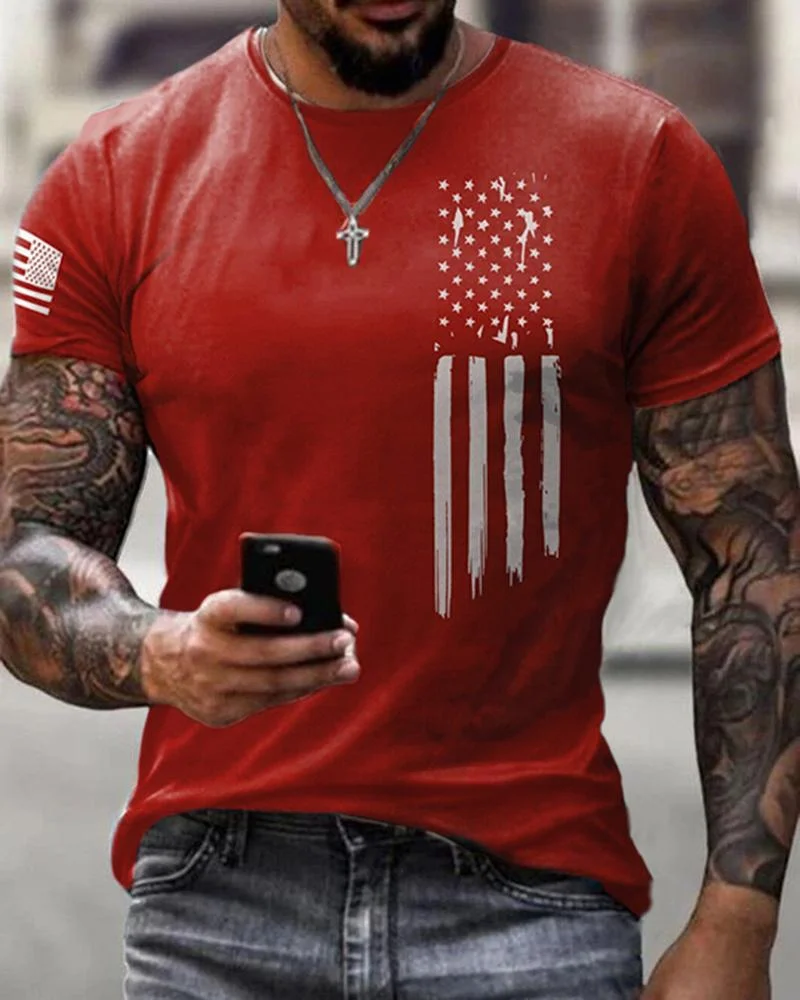 Men New Print Casual T-shirt-07