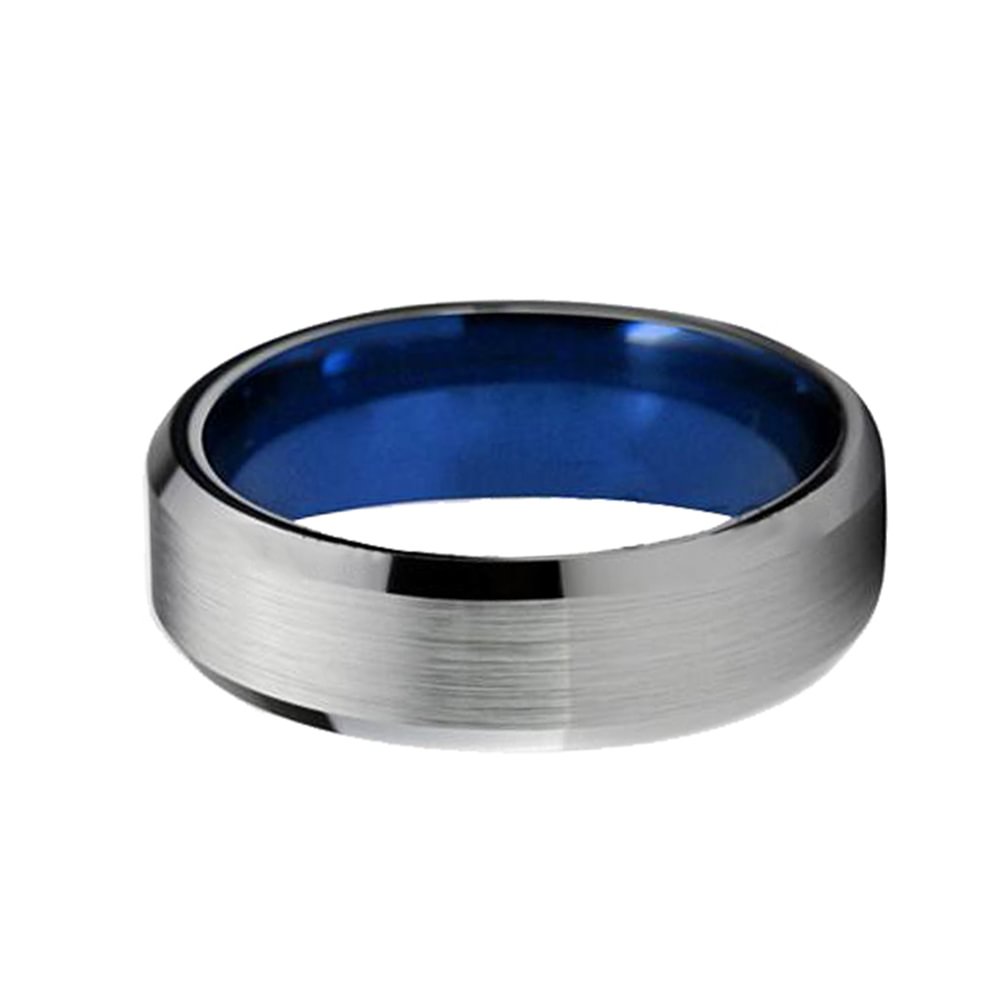 Gray Brushed Tungsten Carbide Ring Bevel Edge For Men