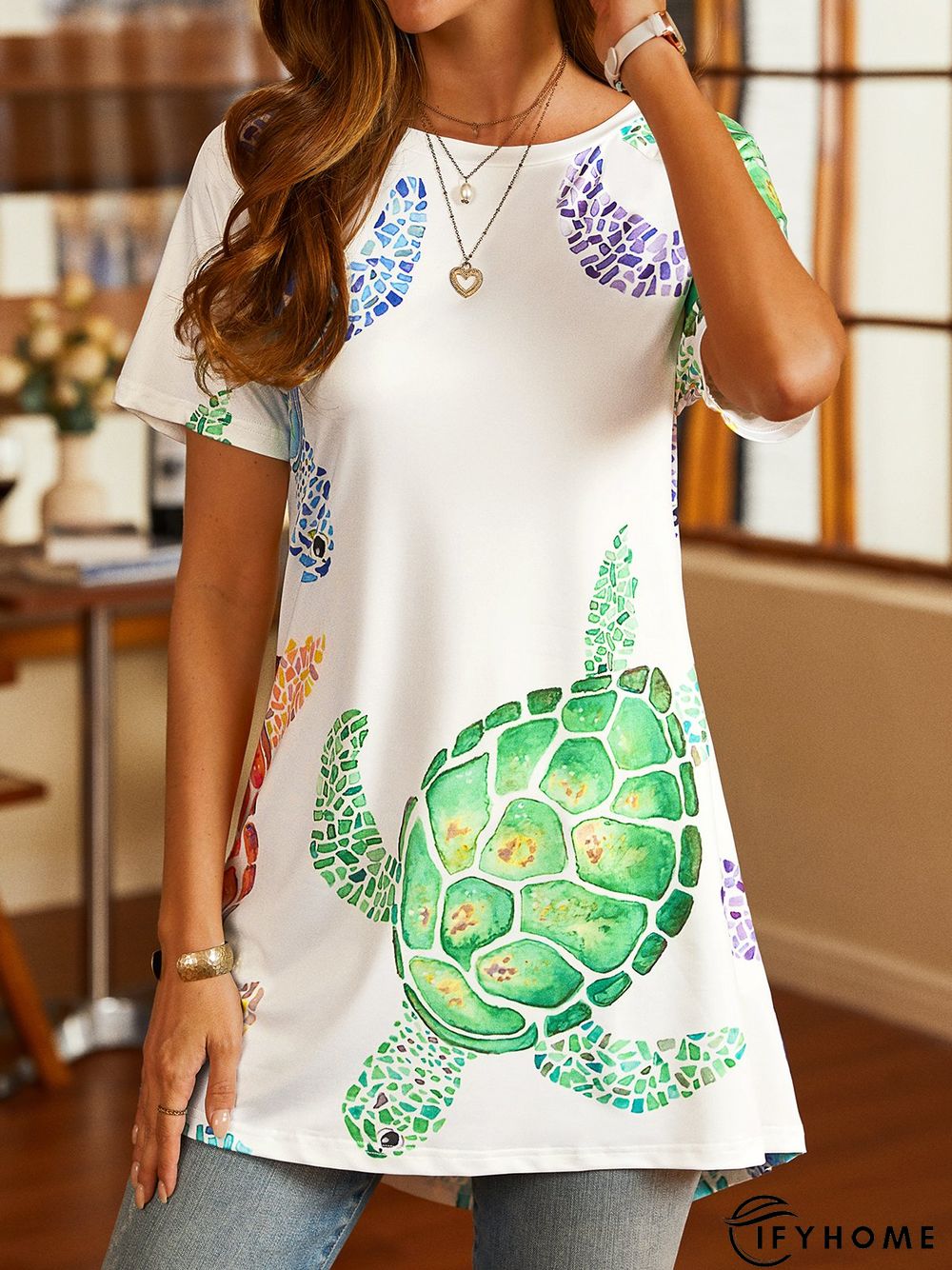 Crew Neck Loosen Animal T-Shirt | IFYHOME