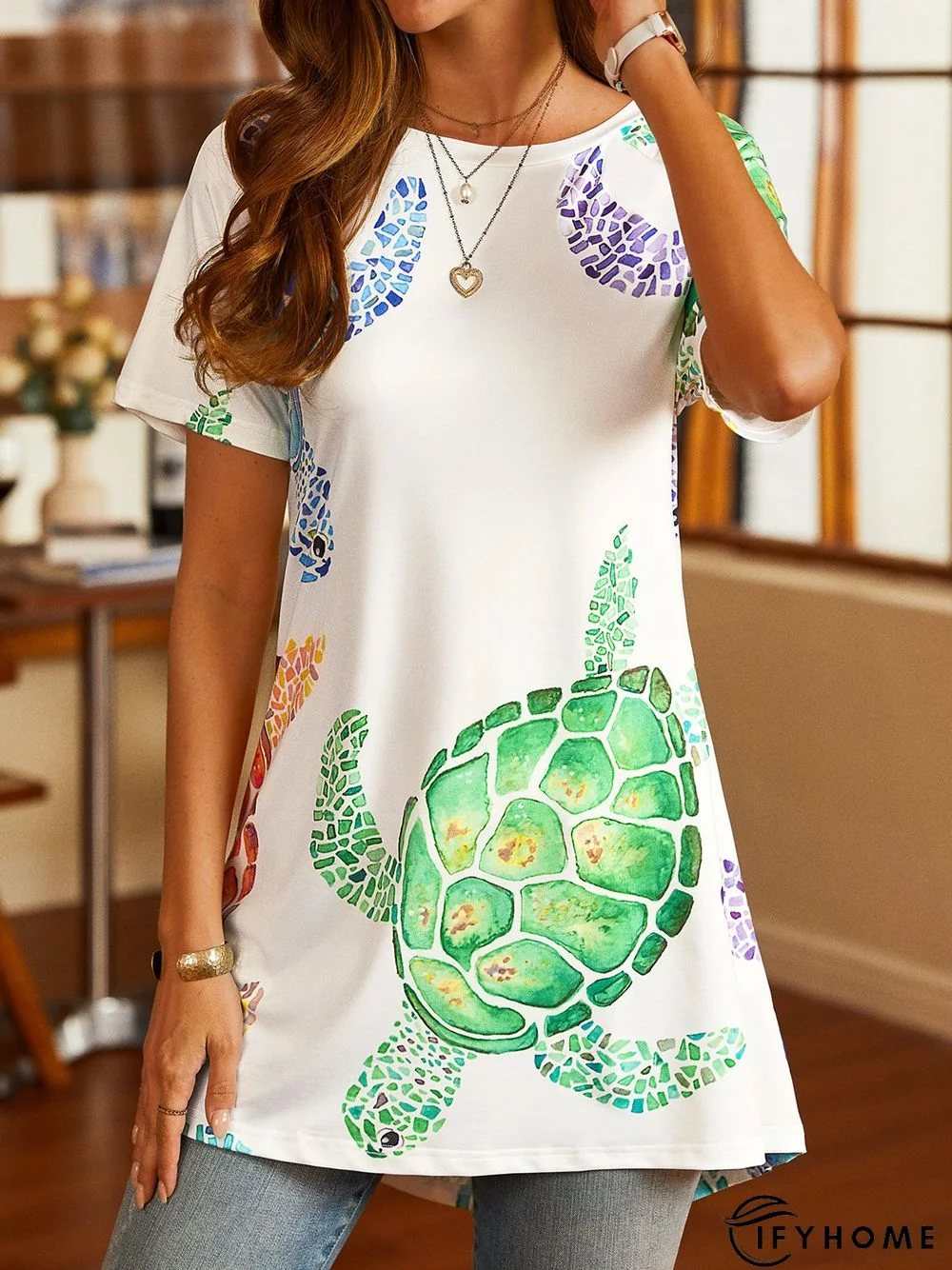 Crew Neck Loosen Animal T-Shirt | IFYHOME