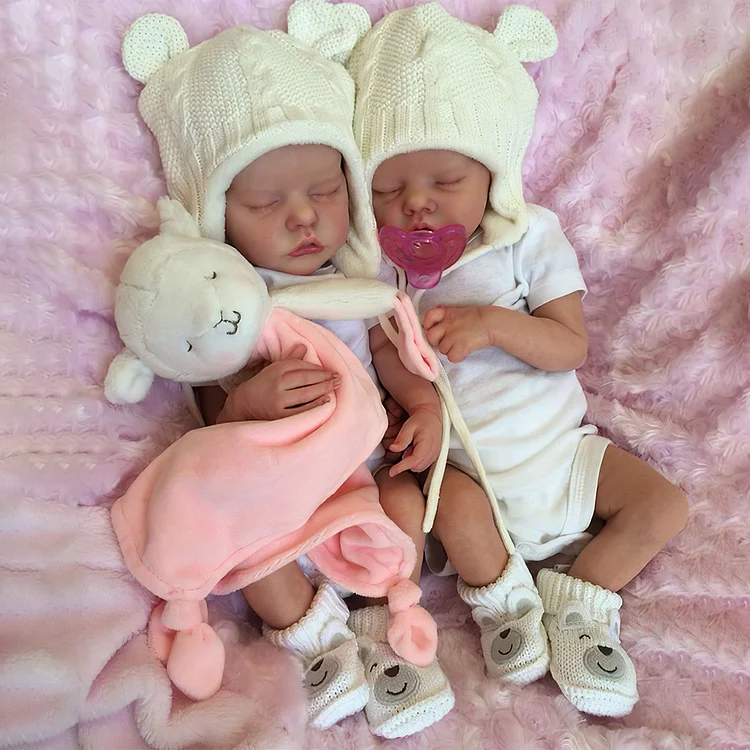 17" Adorable Realistic Rebron Newborn Baby Twin Girls Named Eahan and Wanla with Coo and Hearbeat Rebornartdoll® RSAW-Rebornartdoll®