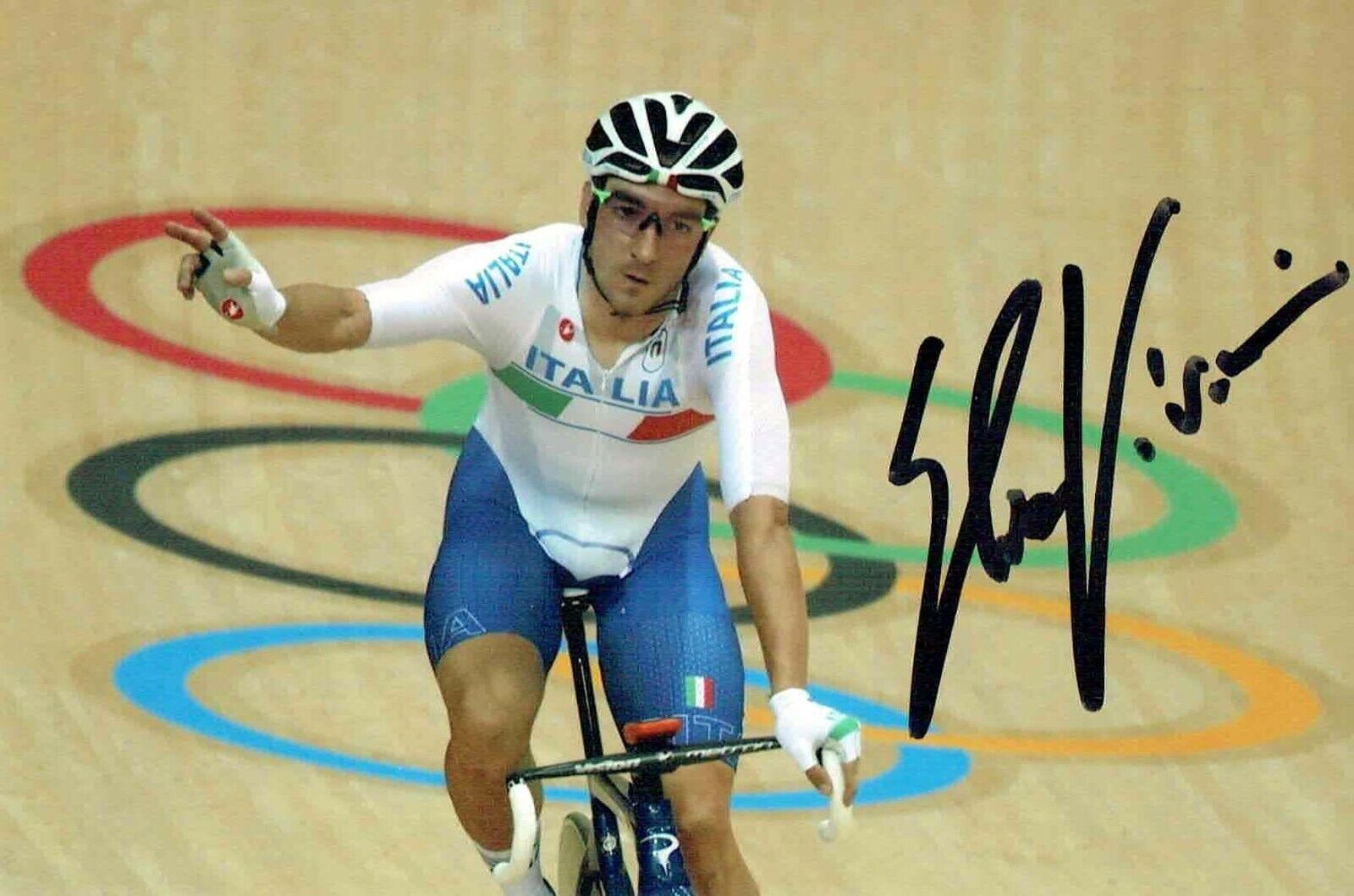 Elia VIVIANI Autograph Signed Photo Poster painting 2 AFTAL COA Italian Cyclist Olympic Gold