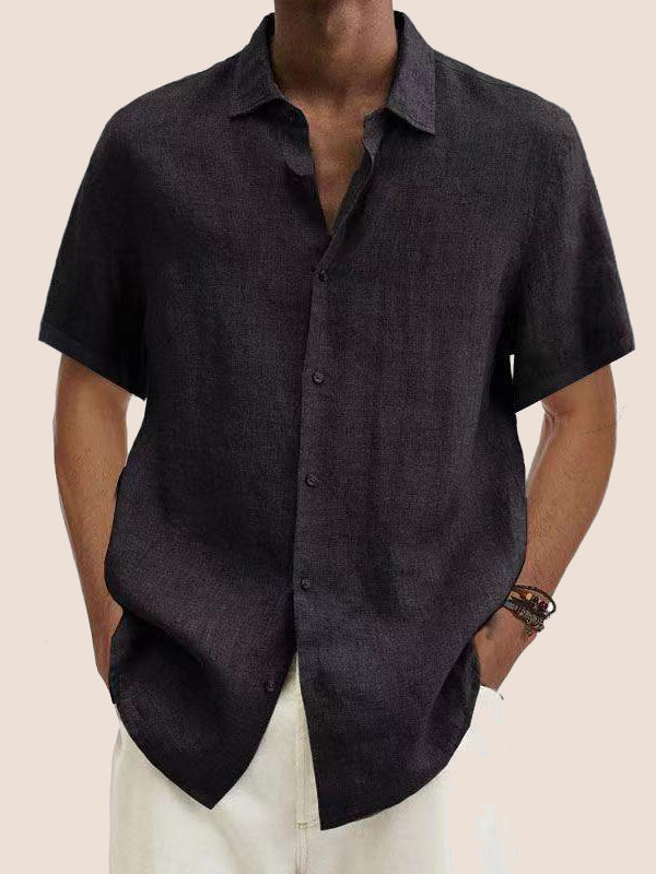 Men's Casual Plain Basic Short Sleeve Shirts PLUSCLOTHESMAN