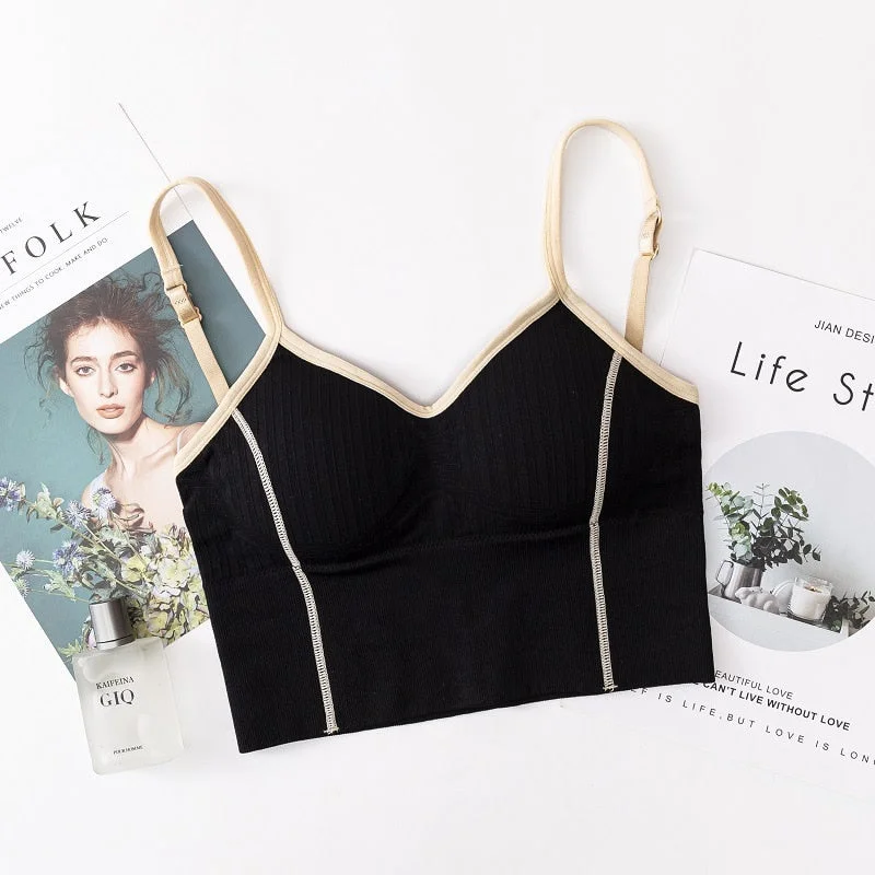 Women's Fashion Top Tube Top Bra Women's Cotton Underwear Seamless Breathable Bra Solid Color Ladies Soft Tank Up Sexy Lingerie