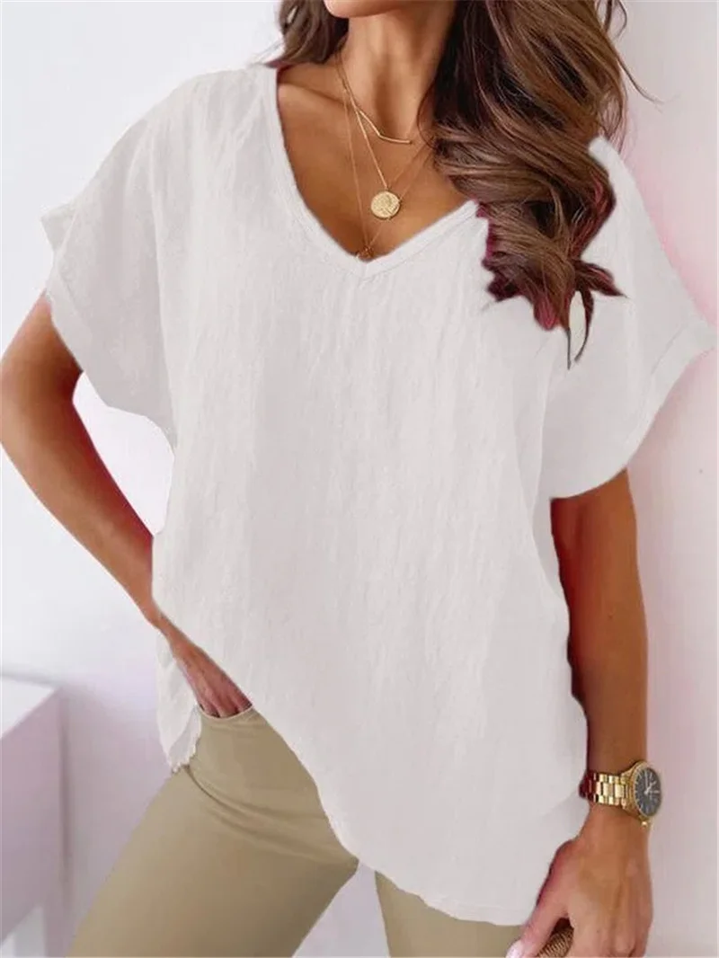 Solid V-neck T-shirt