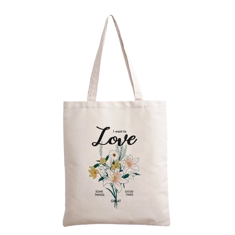Women’s Streetwear Flower Canvas Shopping Bags