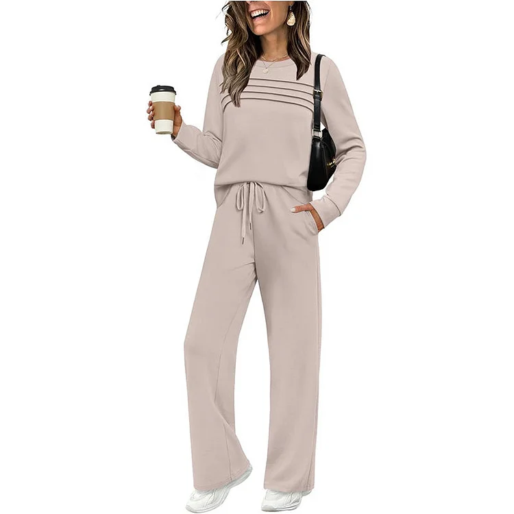 37Necklaces 🔥LAST DAY 70% OFF✨Women's Crew Neck Top & Drawstring Pants Set