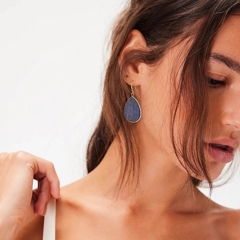 1 Piece Luxurious Handmade Geometric Handmade Three-dimensional Natural Stone Drop Earrings