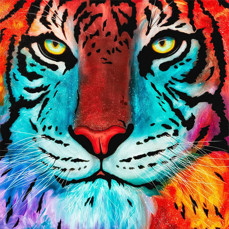 Colourful Tiger Head - Painting By Numbers - 40*40CM gbfke