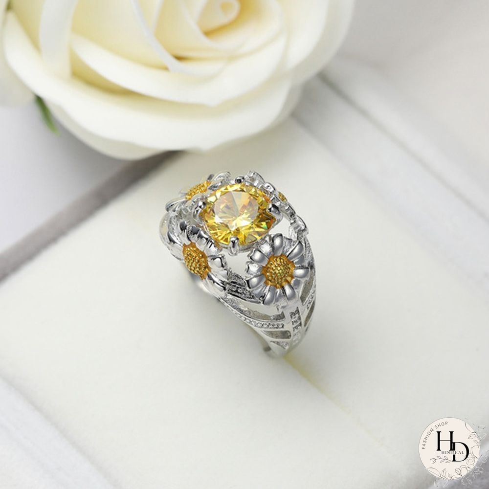 925 silver rings Sunflower sunflower flower lady jewelry ring Fashion Jewelry