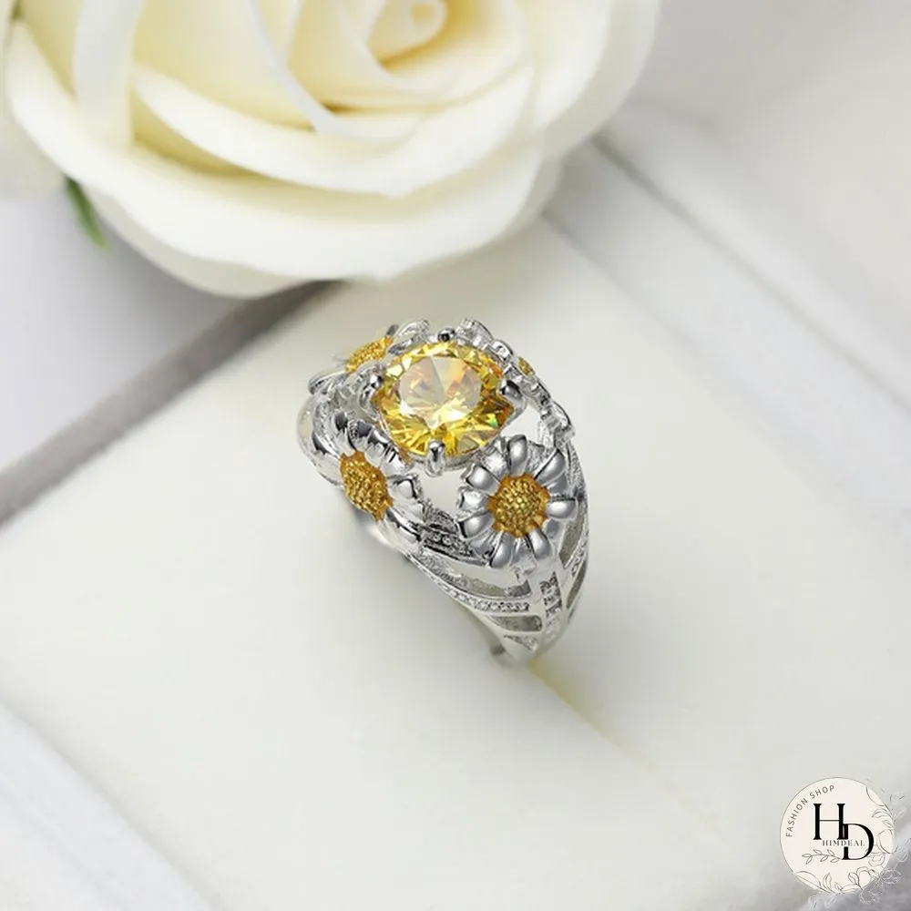 925 silver rings Sunflower sunflower flower lady jewelry ring Fashion Jewelry