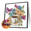 Coffee Flower Butterfly-Partial Speical Shaped Diamond Painting 30*30CM