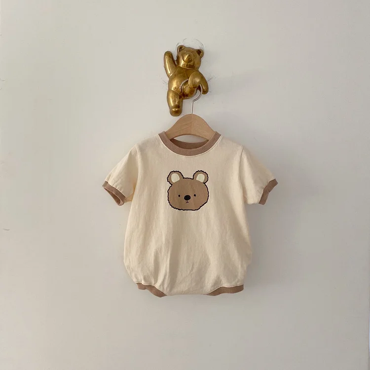 Baby Boy/Girl Summer Bear Print Short Sleeve Bodysuit