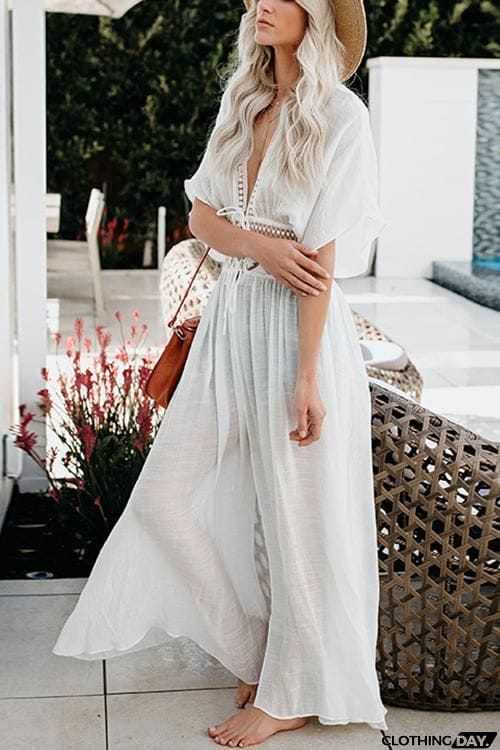 Half Sleeve Lace Up Cardigan