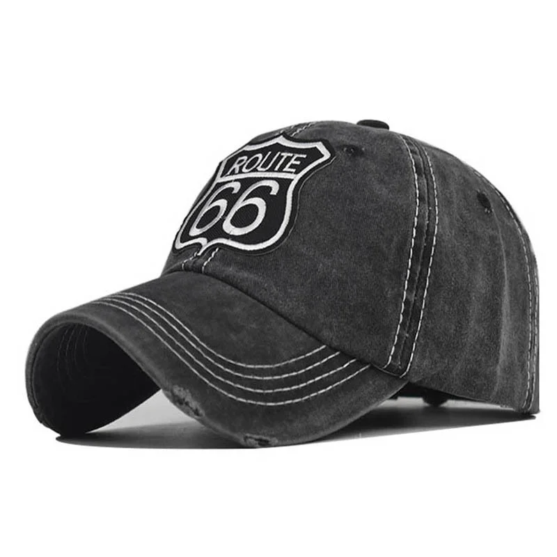 66 letter embroidered baseball cap washed and worn