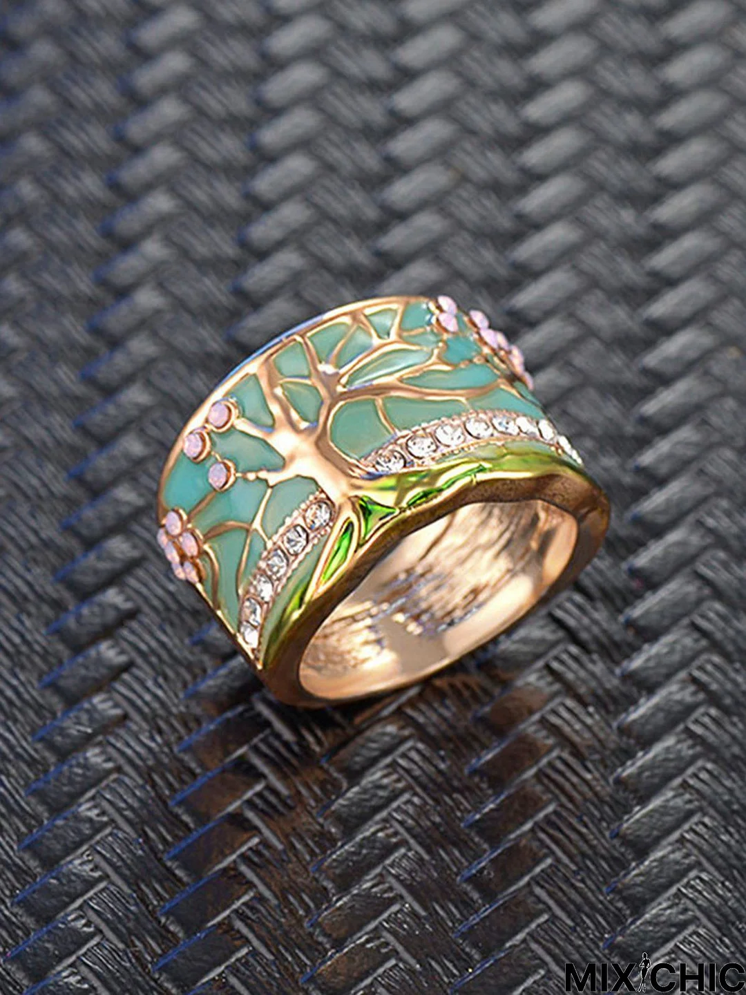 Vintage Epoxy Epoxy Diamond Tree of Life Ring