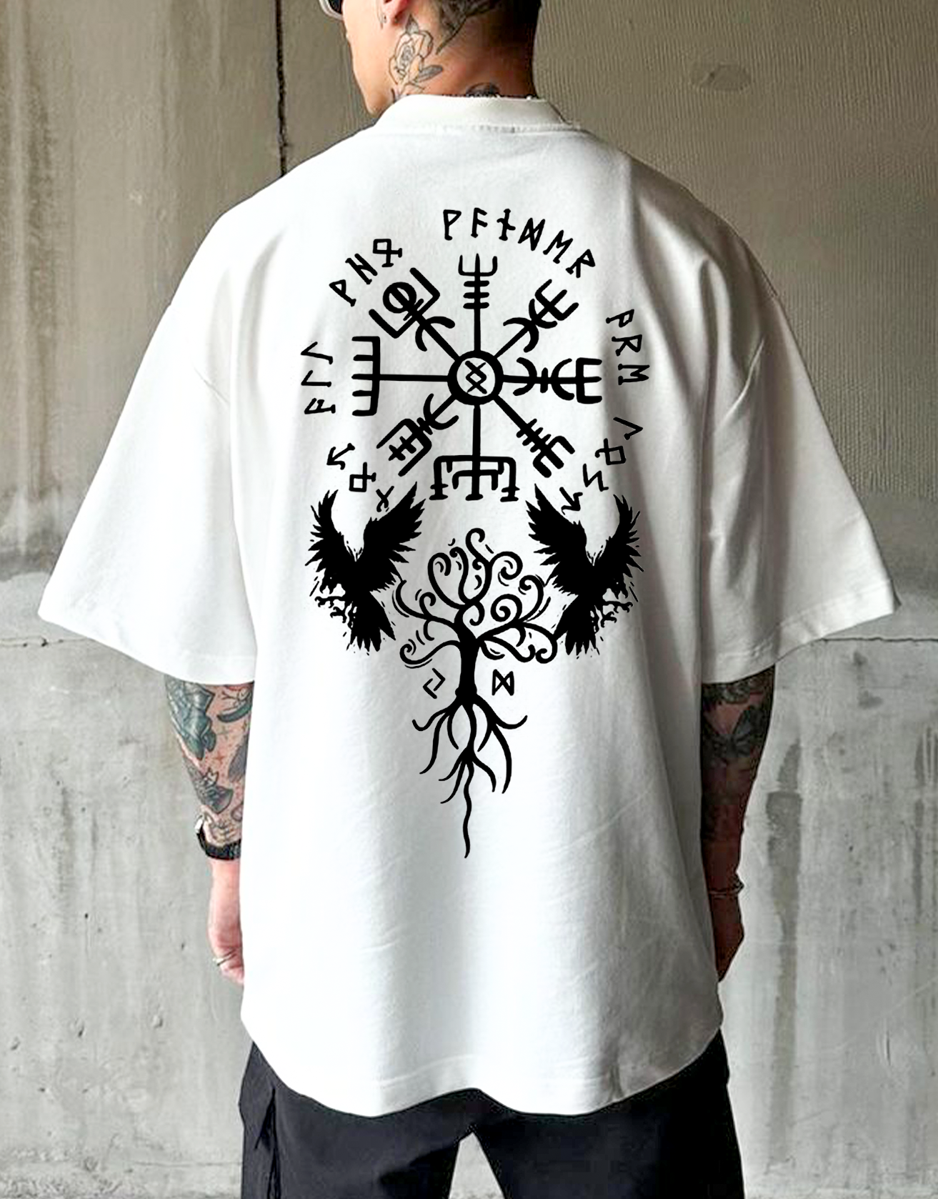 Viking Crow Totem T-Shirt / TECHWEAR CLUB / Techwear