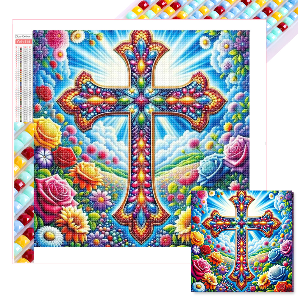 Cross 40*40cm(picture) full square drill diamond painting