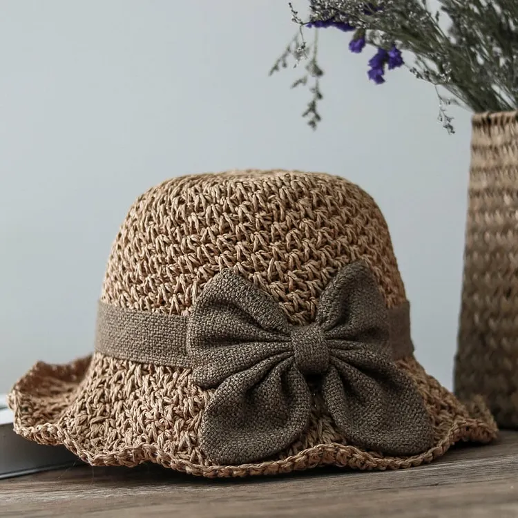 🔥Hot Sale 49% OFF✨Straw Hat with Retro Bow &ndash; Foldable & Breathable for Summer 