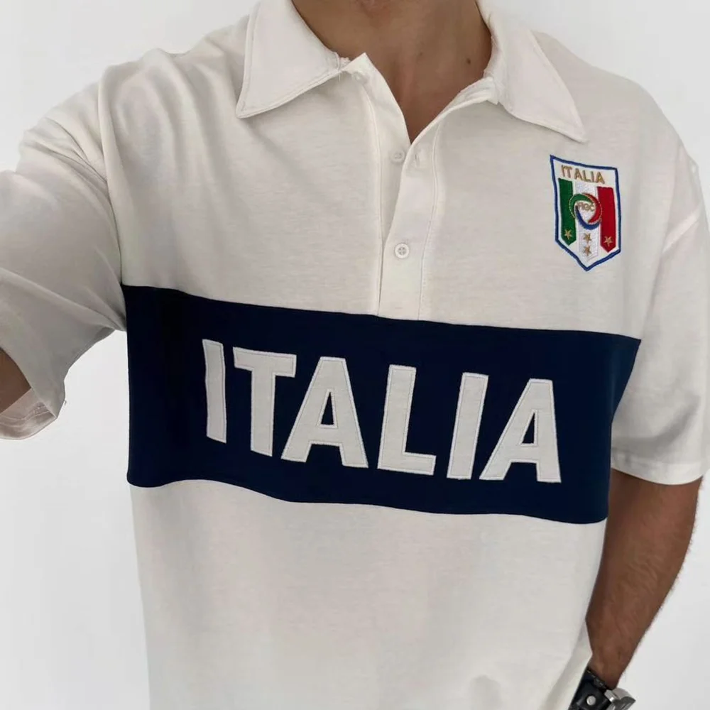 Oversized Printed Polo Shirt