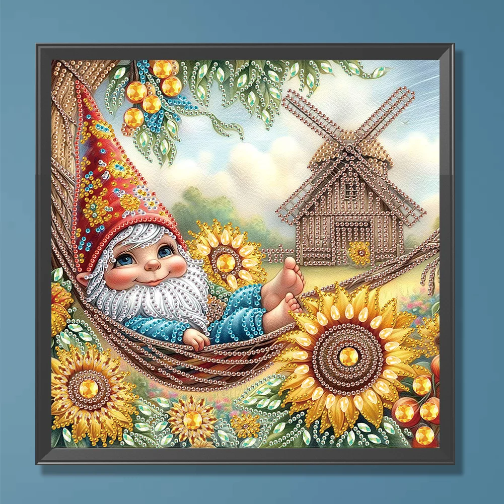 Diamond Painting - Partial Special Shaped Drill - Sunflower Gnome(Canvas|30*30cm)