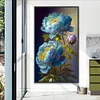 >SALE<5D DIY Full Square Drill Partial AB Drill Diamond Painting Peony Blue 45x75cm