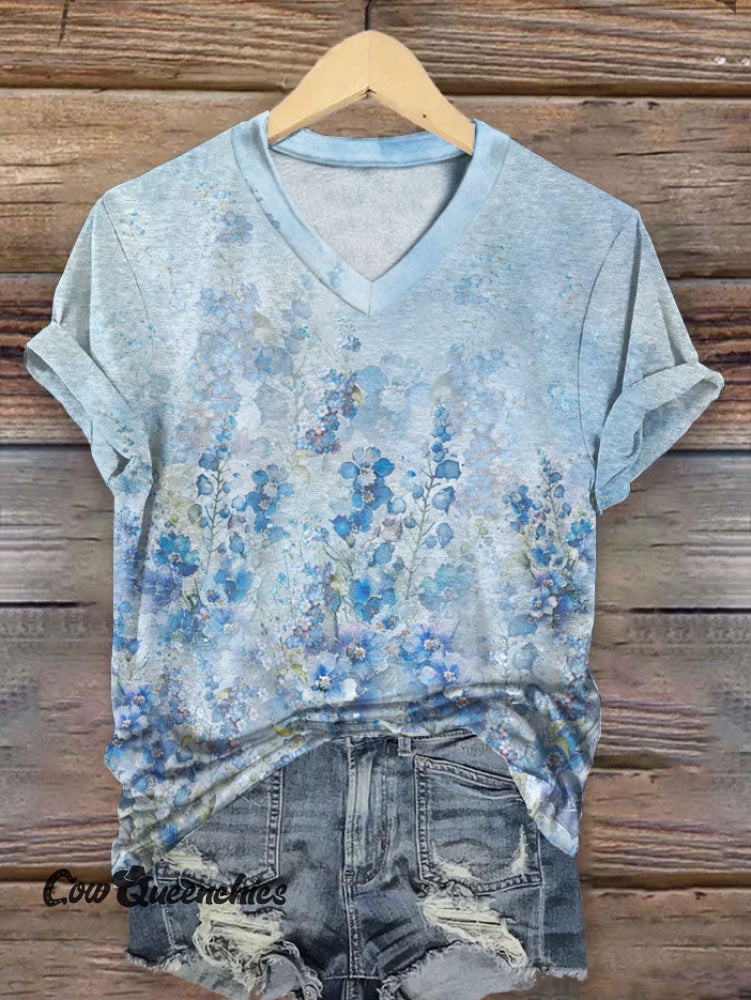 Women&rsquo;s Viintage Art V-neck Casual T-Shirt Multicolor / S