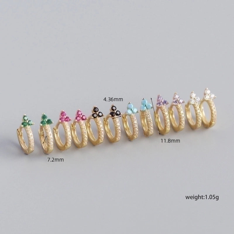 925 Sterling Silver Gem Flower Earrings