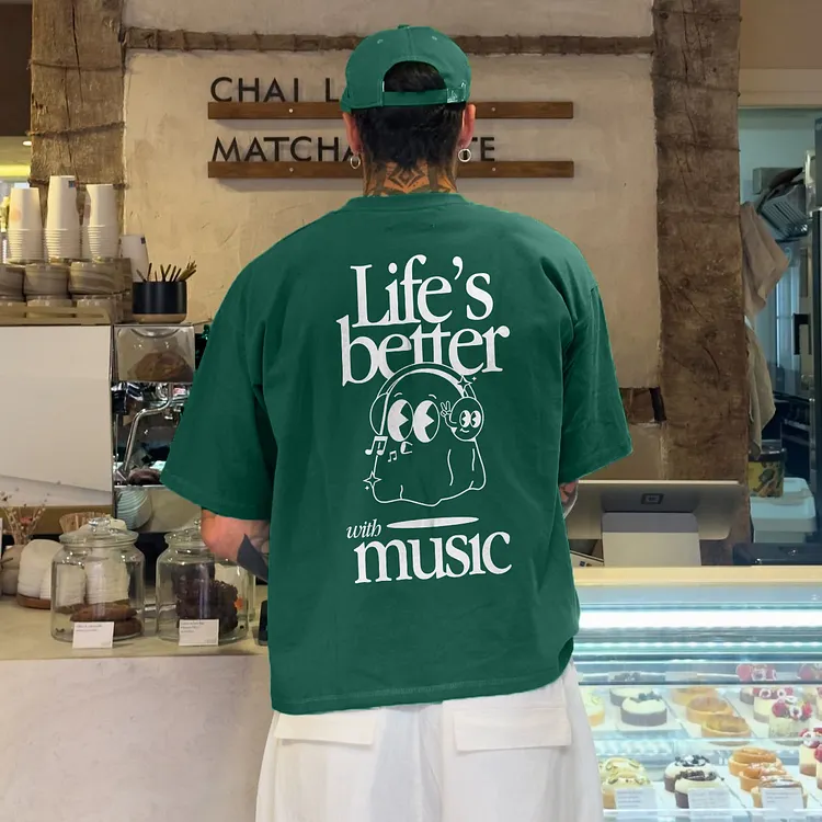 Life's Better With Music Printed T-shirt