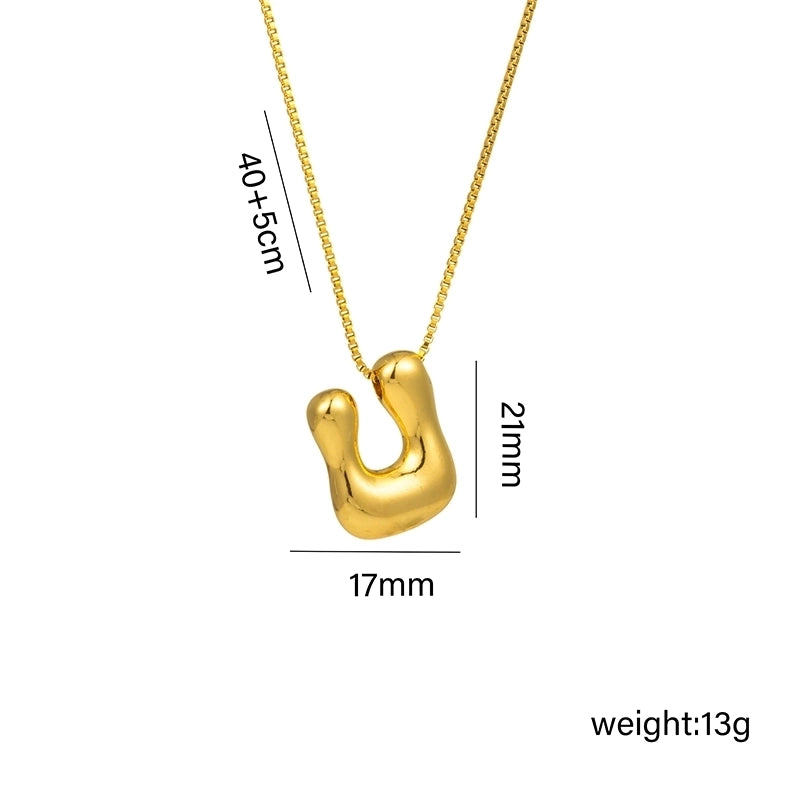Hip-Hop Minimalist Letter Titanium Steel 18K Gold Plated Plating Pendant Necklace