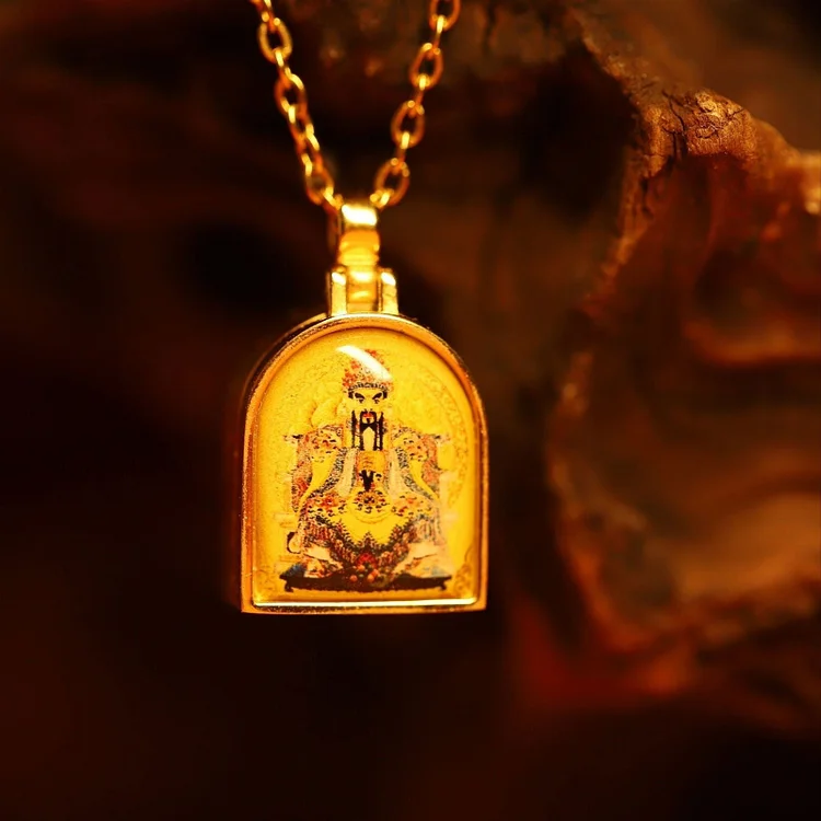 Thangka Buddha Dragon WuYe Wealth and Protaction Locket Necklace