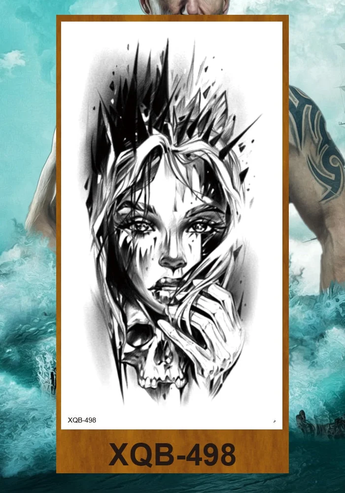 Temporary Tattoos Stickers Beauty & Snake Bear Owl Fox Mermaid Egypt Queen Sexy Men Women Girl Flower Arm Body Chest Fake Tatoo