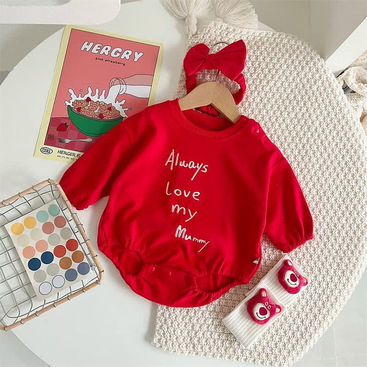 ALWAYS LOVE MUMMY Baby Newborn Bodysuit with Headband