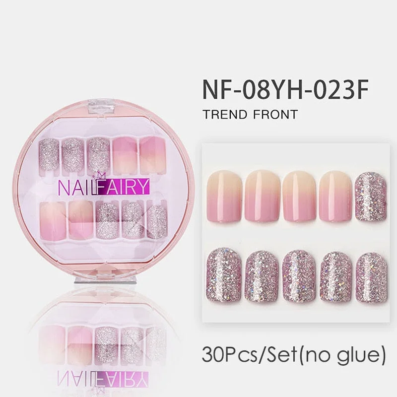 Fake Nails Press Coffin False with Glue Set Packaging Full Artificial Short Kiss Detachable Stick Designs Art Tipsy Cover Box-Nail Inspo