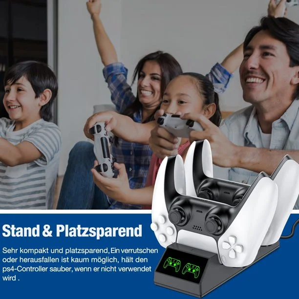 DinoFire PS5 Controller Charger Station compatible with Playstation 5 Controller with Fast Dual Charging Dock Station