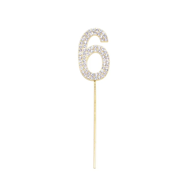1Pc Gold Silver Diamond-studded Number 0-9 Cake Topper for Birthday Party Decoration Wedding Cake Decorations Cupcake Toppers