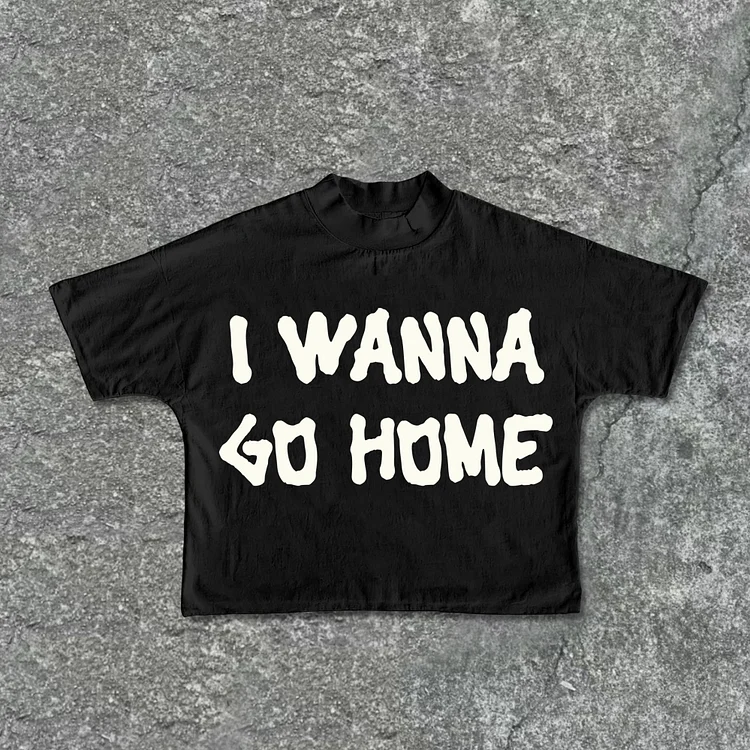 I Want Go Home Cotton Cropped T-Shirts SOPULA