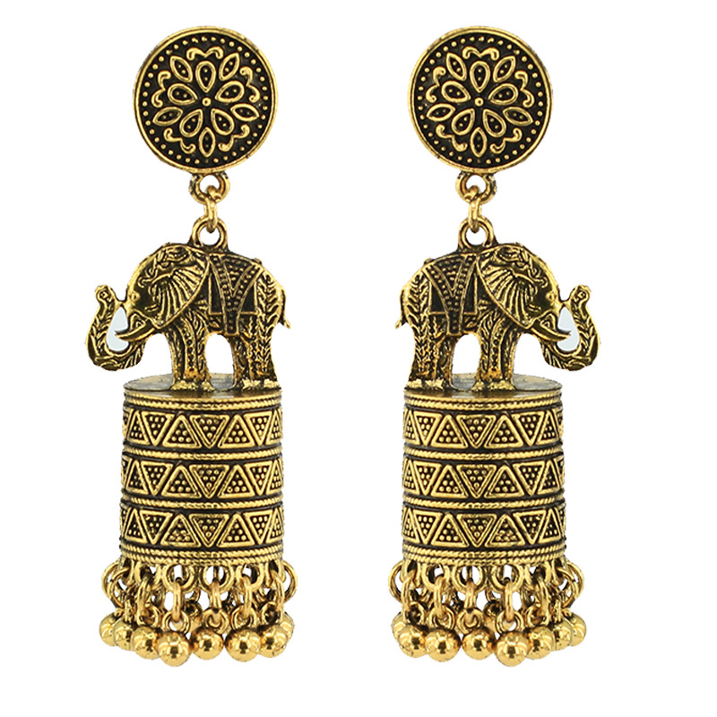 Vintage Fashion Ethnic Elephant Tassel Earrings