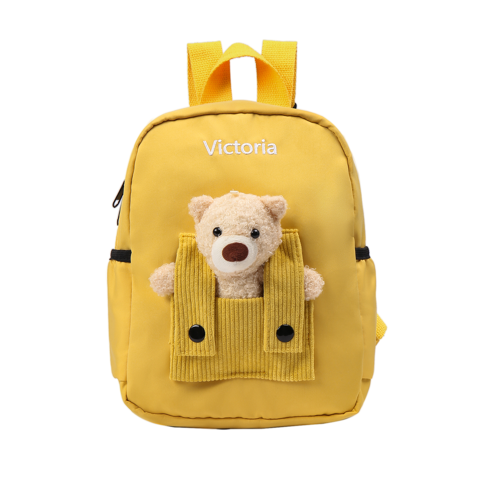 Personalised Bear School Bag Custom Name Canvas Backpack Back To School Gift for Kids-Jessemade AU